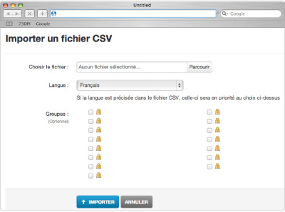 Importation par fichier CSV